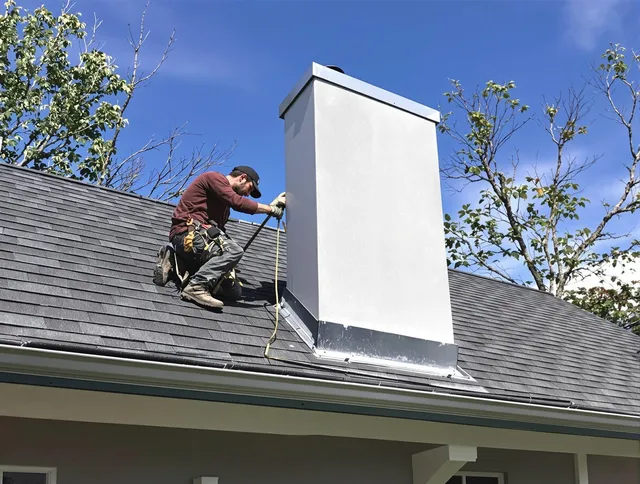 Florence-Graham Chimney Sweep team member finishing chimney construction in Florence-Graham, CA
