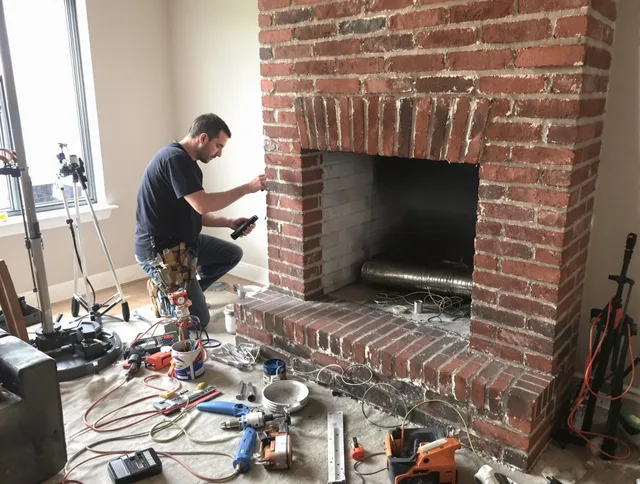 Florence-Graham Chimney Sweep specialist finalizing chimney liner service in Florence-Graham, CA