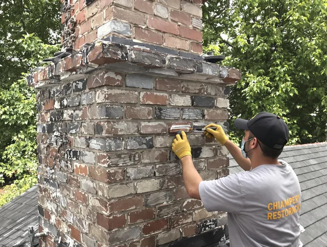 In-progress chimney restoration by Florence-Graham Chimney Sweep in Florence-Graham, CA