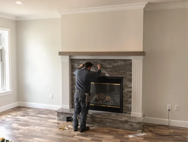 Florence-Graham Chimney Sweep finishing a custom fireplace install in Florence-Graham, CA